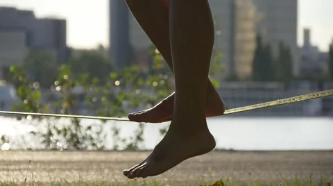Balance on a tightrope Stock Footage 67475931