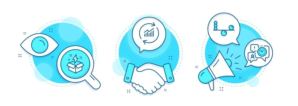 Balance, Update data and Creative idea icons set. Time management sign. Vector Stock Illustration