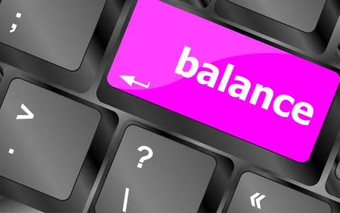Balance word on computer keyboard key button Illustrazione stock