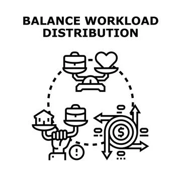 Balance workload distribution between work and life concept 스톡 일러스트
