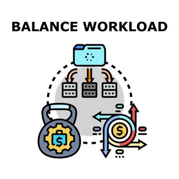 Balance workload managing data processing and efficiency Stock Illustration