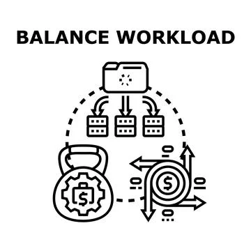 Balance workload managing data processing and efficiency Stock Illustration