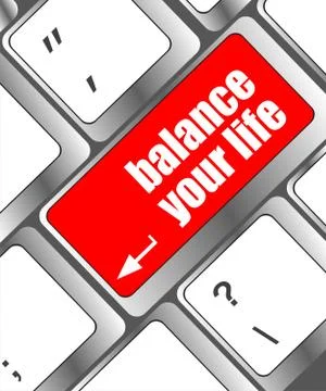 Balance your life button on computer keyboard 스톡 일러스트