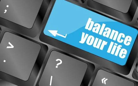 Balance your life button on computer keyboard Illustrazione stock