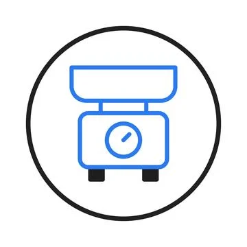 A balanced approach weighing things concept of scales symbol in round frame.. Stock Illustration