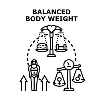 Balanced body weight concept achieving physical and mental health Ilustración de archivo