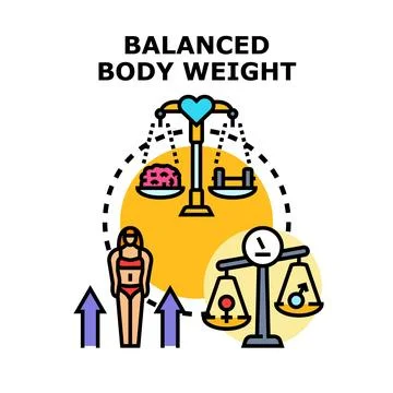 Balanced body weight concept achieving physical and mental health Ilustración de archivo