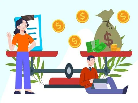 Balanced Budget Concept Illustration Illustrazione stock