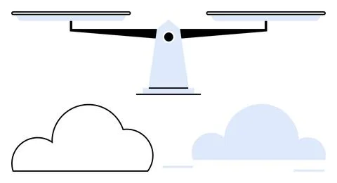 Balanced Cloud Computing Concept with Scales and Cloud Symbols Stock Illustration
