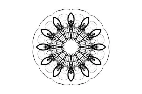 Balanced Composition Mandala Circular Art BW Иллюстрация