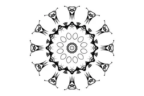 Balanced Composition Mandala Circular Art BW Stock Illustration