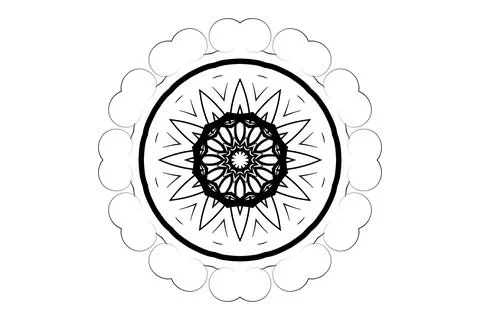 Balanced Composition Mandala Circular Art BW Stock-Illustration