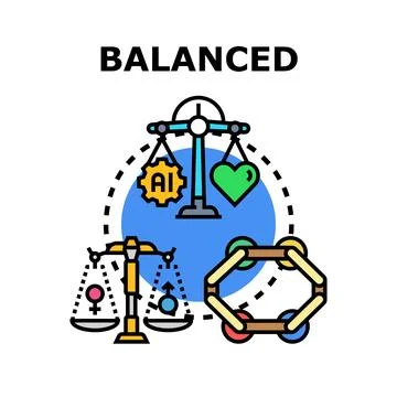 Balanced concept of artificial intelligence, gender, and molecular structure Stock Illustration