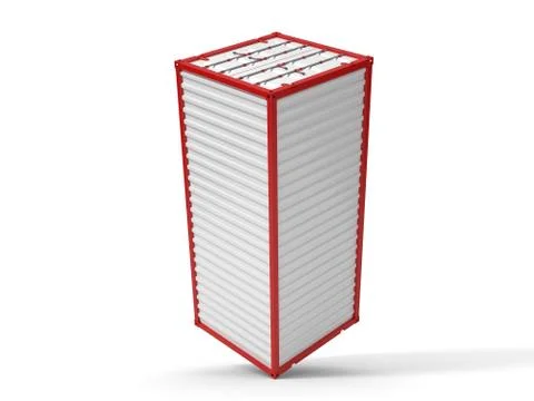 Balanced on corner shipment container on white. 3d illustration Stock Illustration