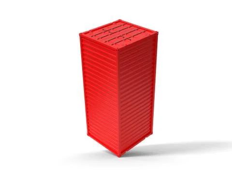 Balanced on corner shipment container on white. 3d illustration Stock Illustration