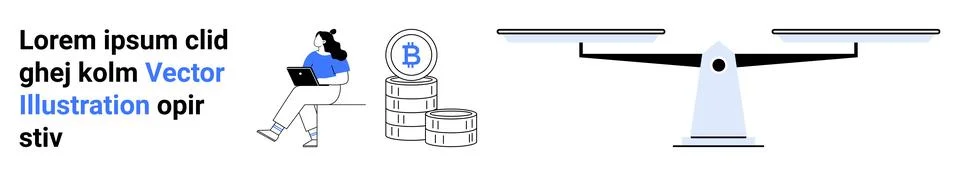 Balanced Decision-Making Concept with Cryptocurrency and Technology Elements イラスト素材