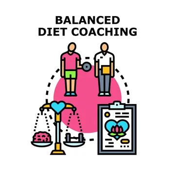 Balanced diet coaching program for healthy eating and fitness Illustrazione stock