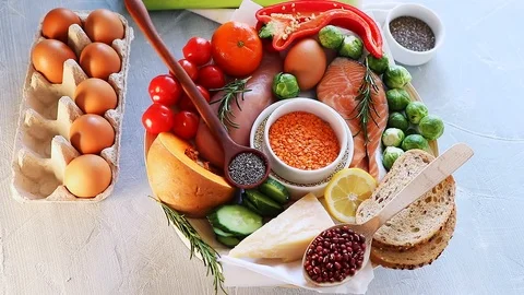 Balanced diet eating Stock Footage 103602078