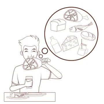 Balanced diet young man Stock Illustration