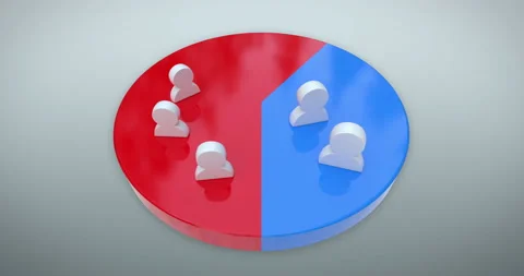 Balanced election result graph, 3D animation Stock Footage 146743475