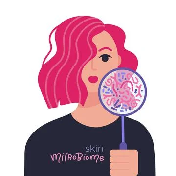 Balanced face microbiome. Normal flora of the skin and mucous membranes Stock Illustration