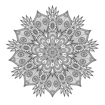 A balanced flower composition uses layered petals, featherlike leaves, and .. 스톡 일러스트