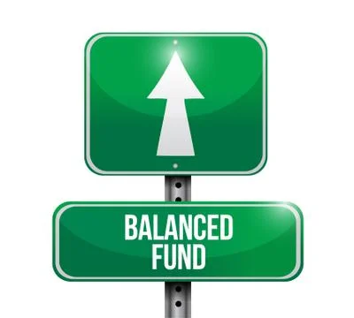 Balanced fund road sign illustrations design over white Ilustração Stock