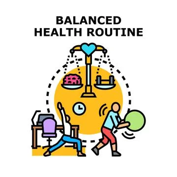 Balanced health routine featuring mental and physical wellness Stock-Illustration