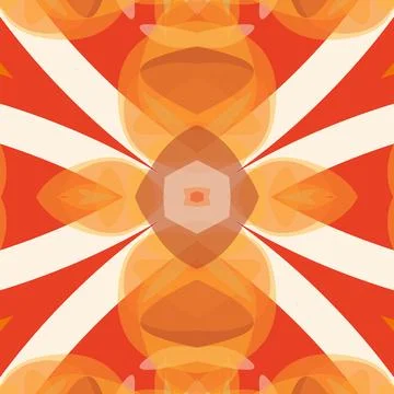 Balanced kaleidoscope design in brass, burnt orange, scarlet, brick red, pure re Stock Illustration