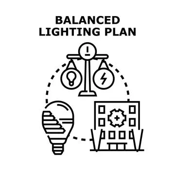 Balanced lighting plan concept for energy efficiency Stock Illustration