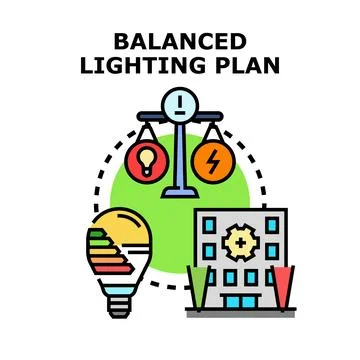 Balanced lighting plan concept for energy efficiency Stock Illustration