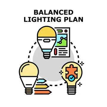 Balanced lighting plan providing energy efficiency solution Stock Illustration