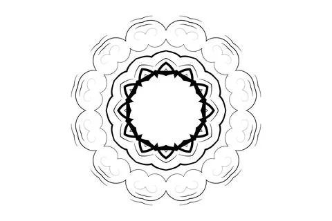 Balanced Mandala Geometry Circle Pattern BW Illustrazione stock