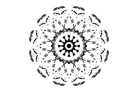 Balanced Mandala Geometry Circle Pattern BW Illustrazione stock