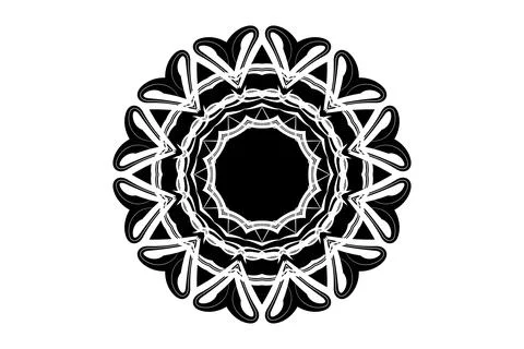 Balanced Mandala Geometry Circle Pattern BW Stock Illustration