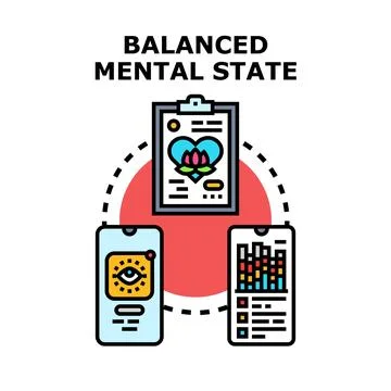 Balanced mental state concept with digital apps Stock Illustration