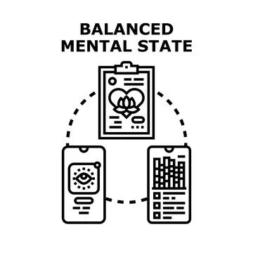 Balanced mental state concept with digital apps Stock Illustration