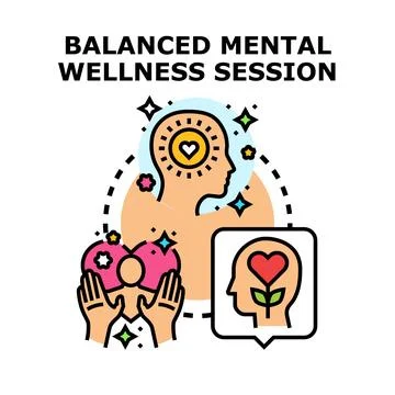 Balanced mental wellness session for positive thinking Illustrazione stock