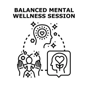 Balanced mental wellness session for positive thinking Stock Illustration