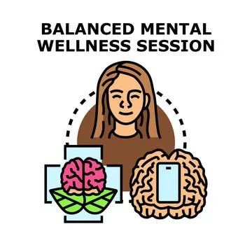 Balanced mental wellness session using digital technology and nature Stock Illustration
