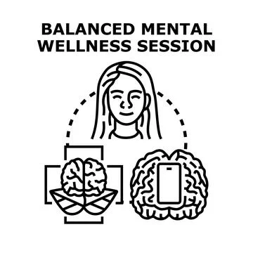 Balanced mental wellness session using digital technology and nature Stock Illustration