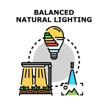 Balanced natural lighting concept for plant growth Stock Illustration