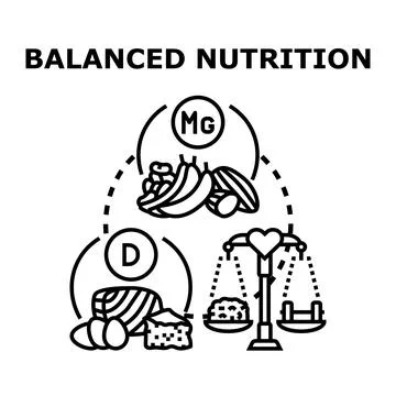 Balanced nutrition concept with essential vitamins and minerals Stock Illustration