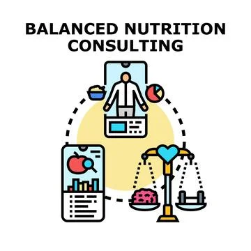 Balanced nutrition consulting concept vector icon Stockillustratie
