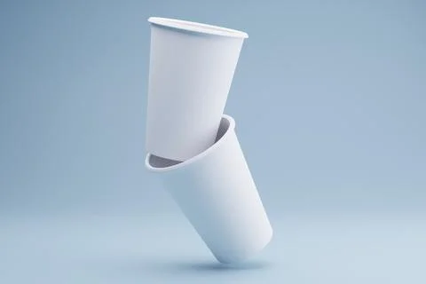 Balanced paper cups, studio backdrop, mockup, design Stock Illustration