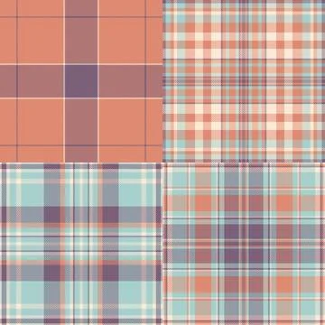 Balanced plaid pattern set UI backgrounds. Orderly tartan grids aid readabili Stock Illustration