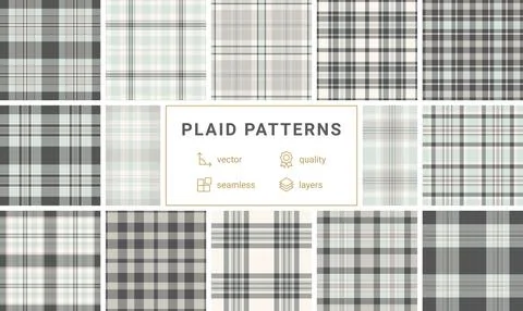 Balanced plaid set UI backgrounds. Orderly tartan grids support readability.  Illustrazione stock