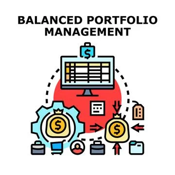 Balanced portfolio management developing business strategy Stock Illustration