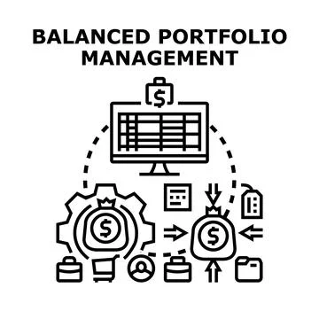 Balanced portfolio management developing business strategy Stock Illustration