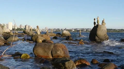 Balanced Rocks at Vancouver oceanfront Stock Footage 54801721